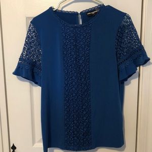 Karl Lagerfeld paris blue lace blouse in size S